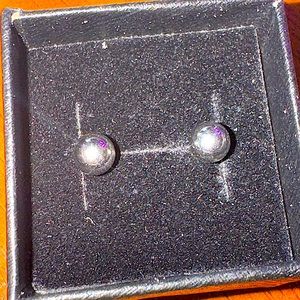 14k white gold ball stud earrings